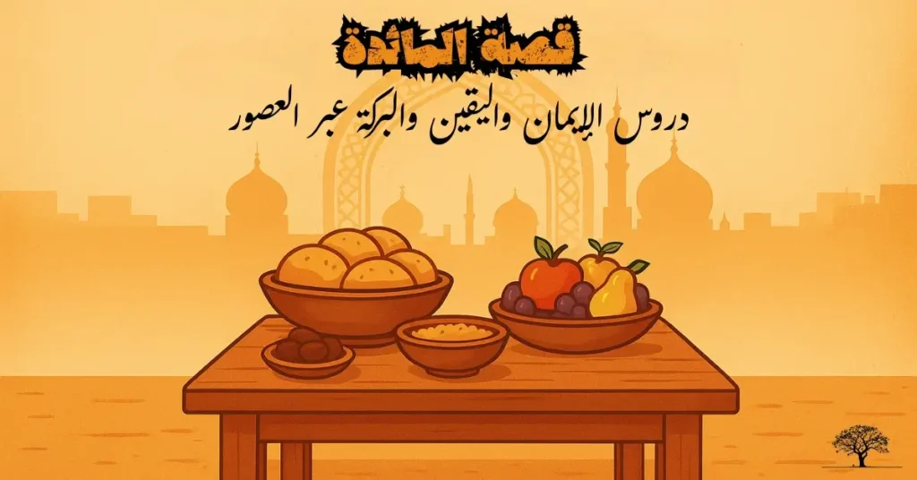 صورة مائدة عامرة بالطعام ترمز إلى قصة المائدة في التراث والدروس المستفادة من الإيمان واليقين