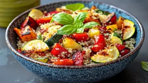 سلطة الكينوا بالخضروات المشوية