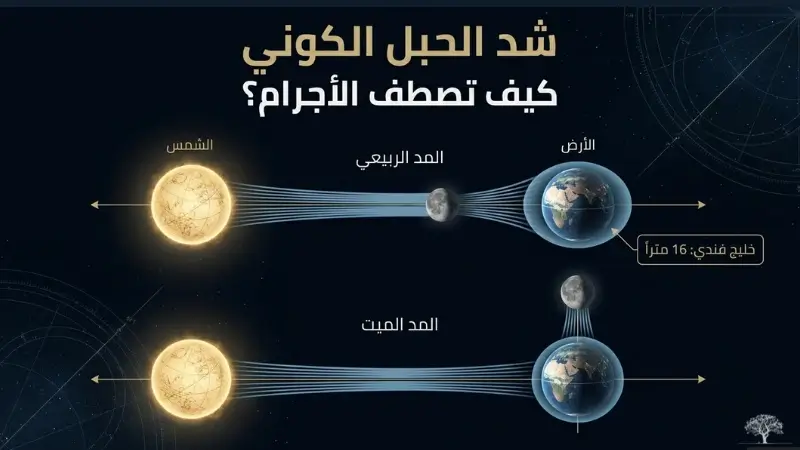 كوكب الأرض والقمر محاطان بالمدارات الفلكية، المجموعات النجمية، والمذنبات في الفضاء، لتجسيد مفهوم الجغرافيا الفلكية وتأثير النجوم على الأرض.