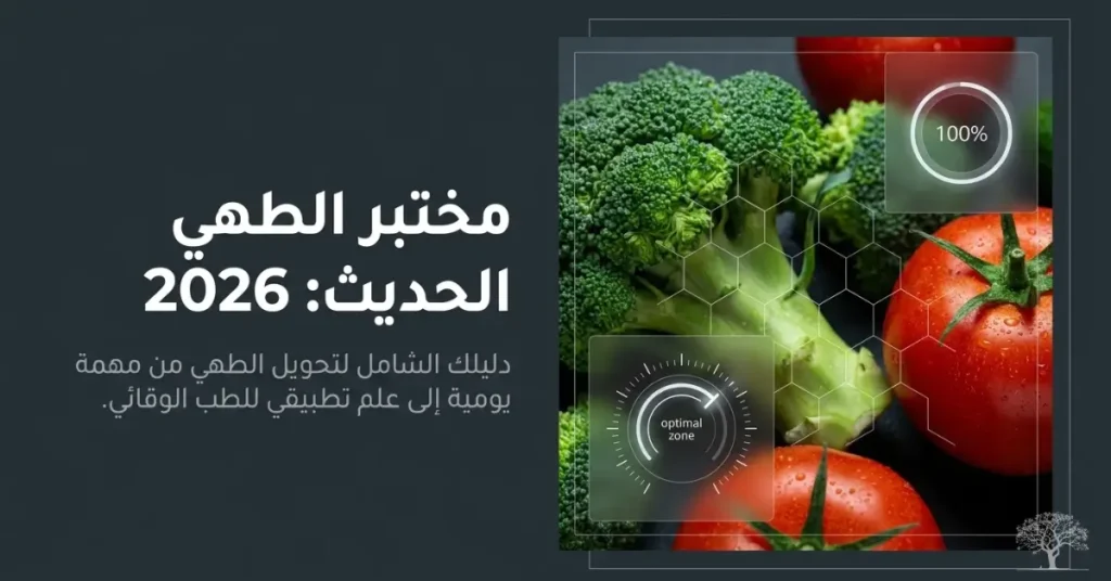 خضروات طازجة مثل البروكلي والطماطم مع عناصر رقمية ترمز إلى التغذية الصحية وطرق الطهي التي تحافظ على العناصر الغذائية.