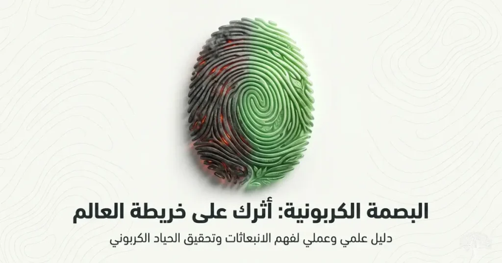 بصمة إصبع ترمز إلى البصمة الكربونية وآثار انبعاثات الغازات الدفيئة على البيئة والمناخ