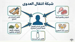 كيف تنتقل عدوى بكتيريا السالمونيلا؟