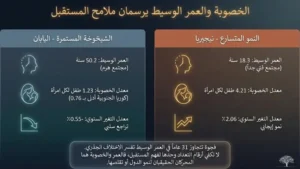 العمر الوسيط والخصوبة والتحضر والكثافة